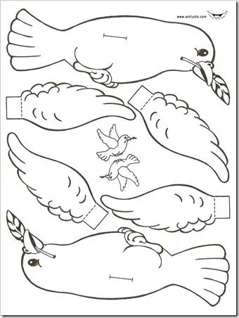 Recortable Paloma día de la paz | Jugar y colorear