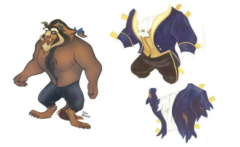 RECORTABLES DE LA BELLA Y LA BESTIA: RECORTABLES DE BESTIA