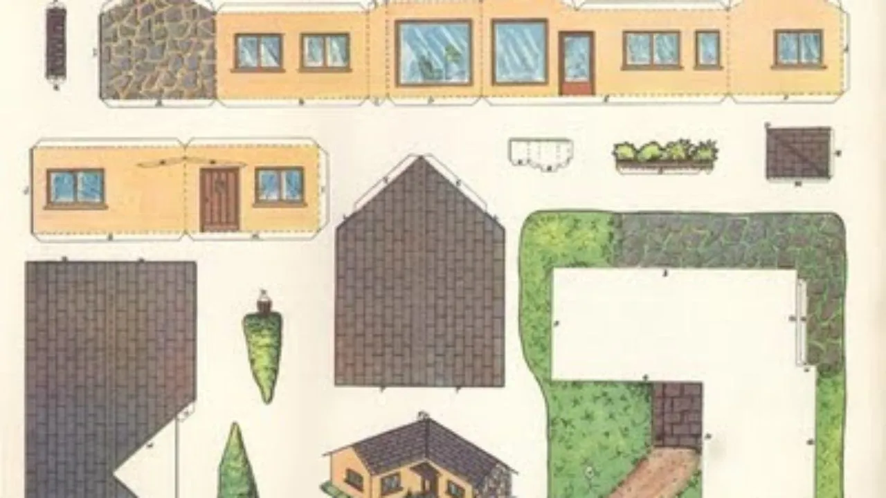 Recortables de casas y edificios | Casa de campo | Dibujos para cortar y colorear Recortables de casas y edificios | Casa de campo | Dibujos para cortar y colorear