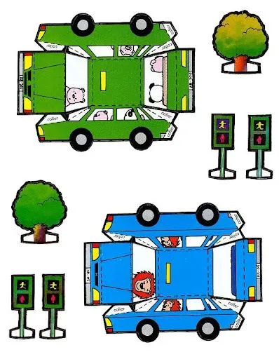 RECORTABLES DE COCHES Y CAMIONES PARA MONTAR