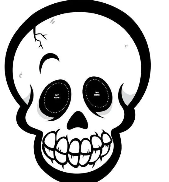 Recortables de dibujos de Halloween| Máscara de calavera ... Recortables de dibujos de Halloween| Máscara de calavera ...
