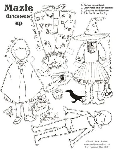 Recortables de muñecas para Halloween -Manualidades Infantiles Recortables de muñecas para Halloween -Manualidades Infantiles