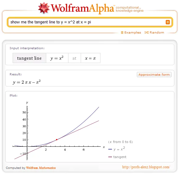 Rectas Tangentes y Normales con Wolfram Alpha - Ecuaciones y ...