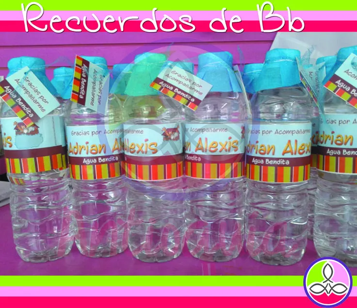 recuerdos para baby botellas de agua bendita | Baby Shower Niños ...