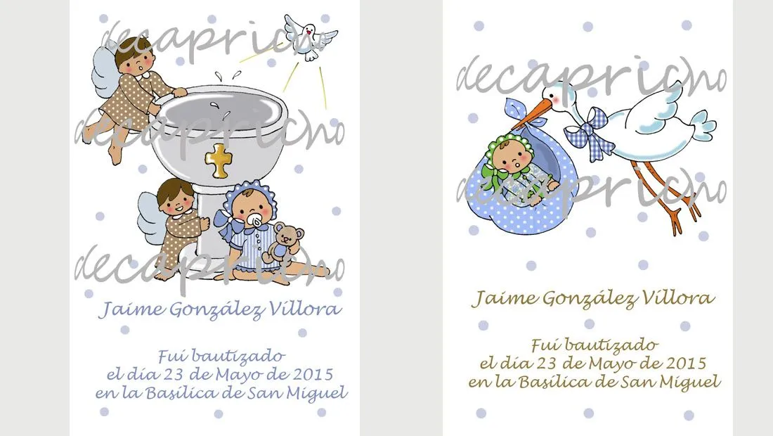 Recuerdos de Capricho | Dibujos Catalogo bautizos niño