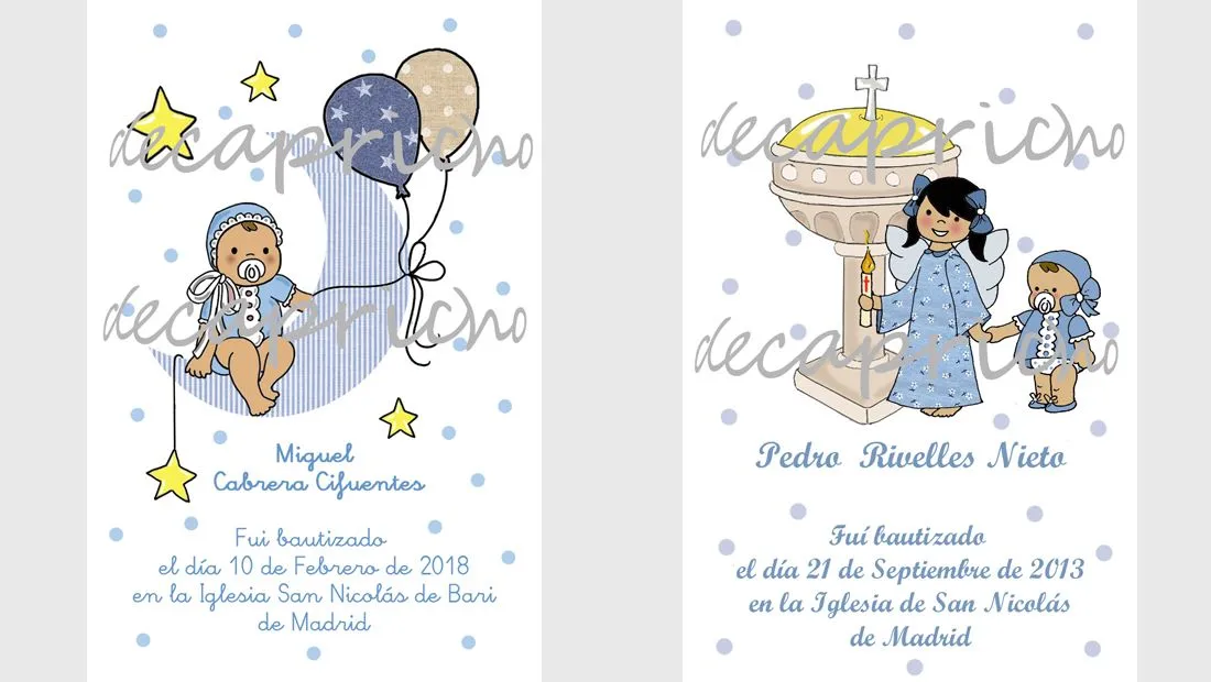 Recuerdos de Capricho | Dibujos Catalogo bautizos niño
