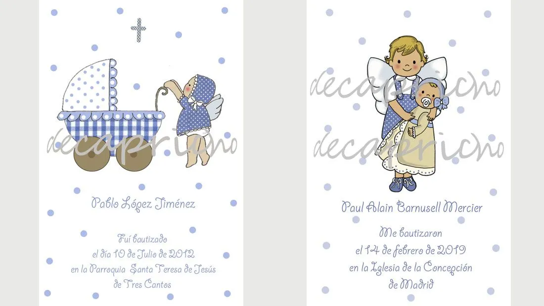 Recuerdos de Capricho | Dibujos Catalogo bautizos niño