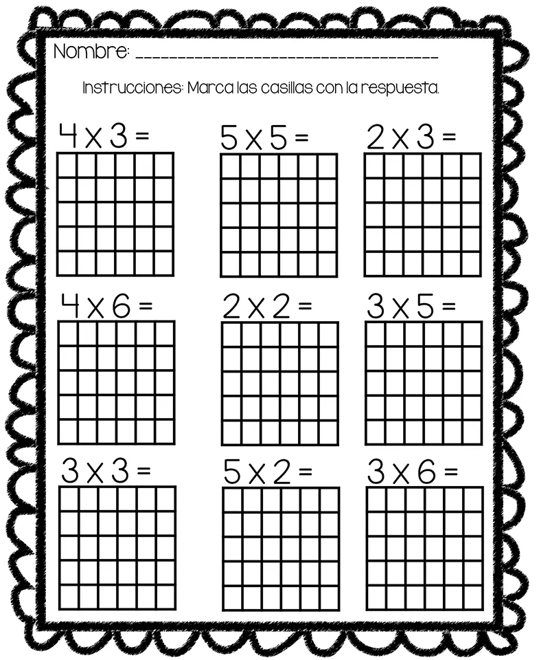 Recurso para multiplicar rellenado puntitos mediante tablas con plantilla Recurso para multiplicar rellenado puntitos mediante tablas con plantilla