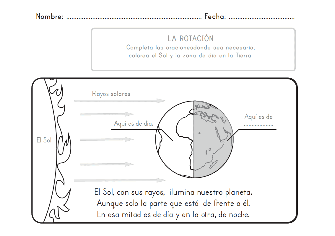 RECURSOS y ACTIVIDADES para Educación Infantil: Dibujos para colorear:  MOVIMIENTO DE ROTACIÓN