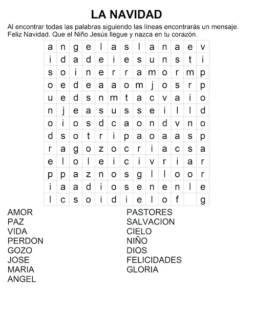 RECURSOS PARA CATEQUESIS: Sopas de letras de Navidad