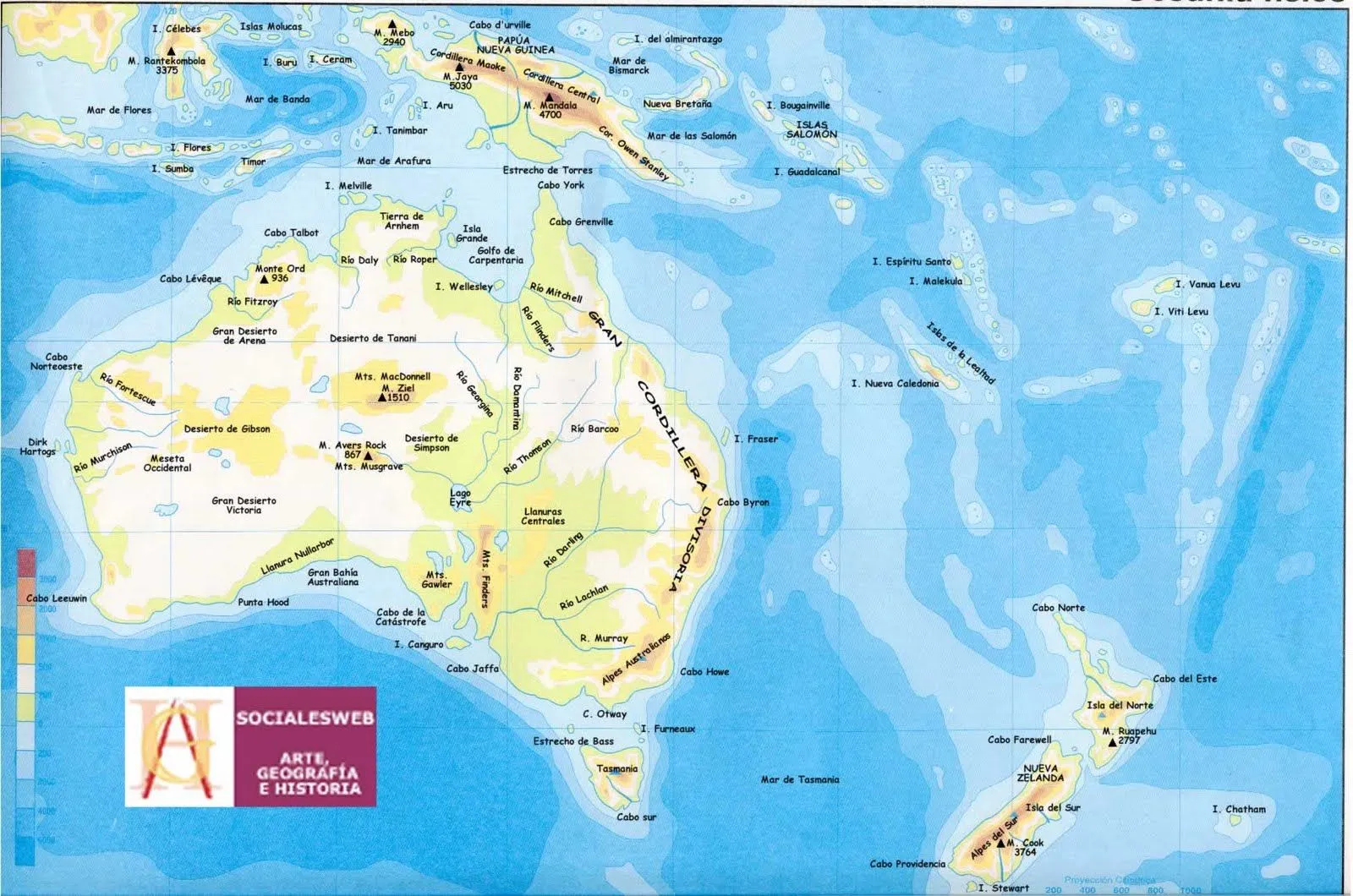 Recursos Didácticos de Ciencias Sociales: Mapas Físicos de Australia Recursos Didácticos de Ciencias Sociales: Mapas Físicos de Australia