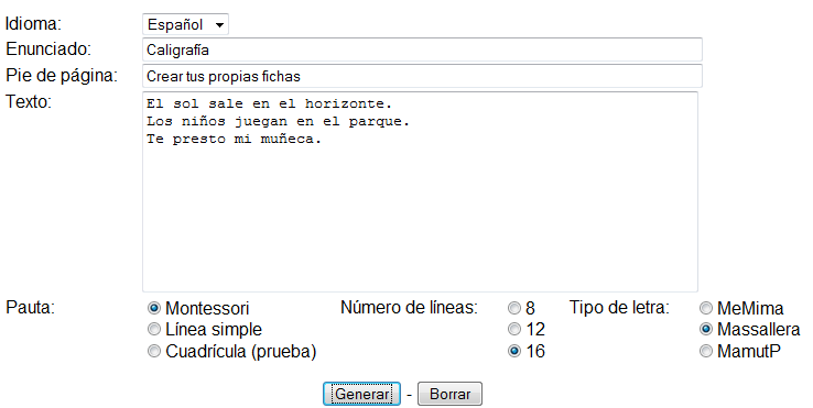 Recursos para docentes: Crear fichas para caligrafía Recursos para docentes: Crear fichas para caligrafía