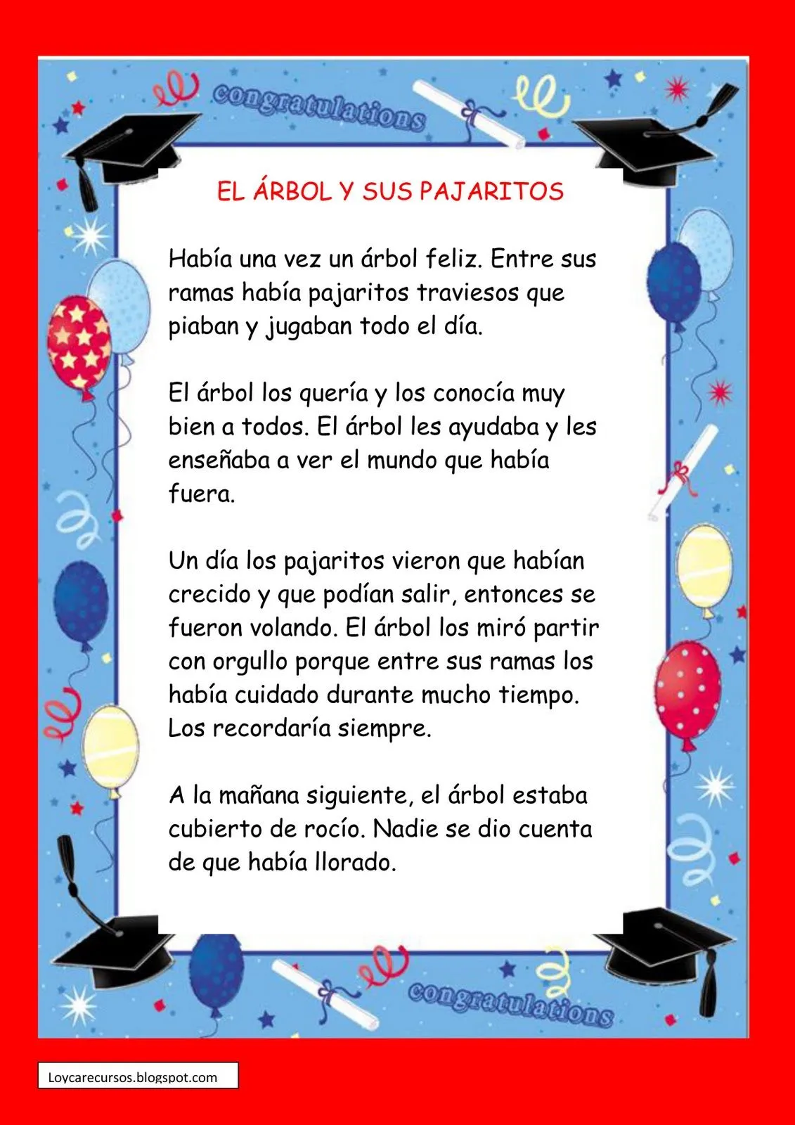 RECURSOS DE EDUCACION INFANTIL: CUENTO DE GRADUACIÓN RECURSOS DE EDUCACION INFANTIL: CUENTO DE GRADUACIÓN