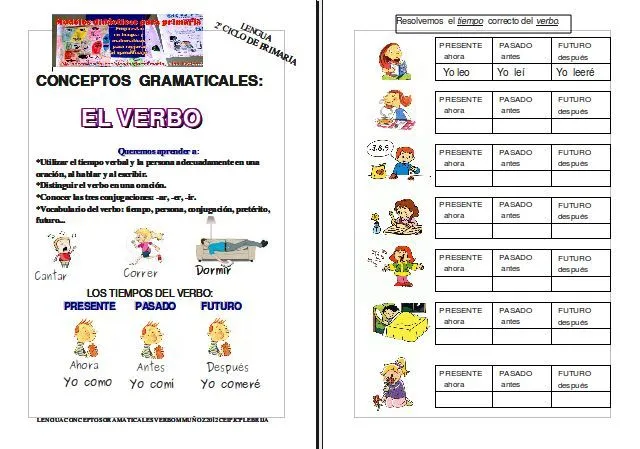 RECURSOS EDUCATIVOS PARA EDUCACIÓN INFANTIL Y PRIMARIA: EL VERBO ...