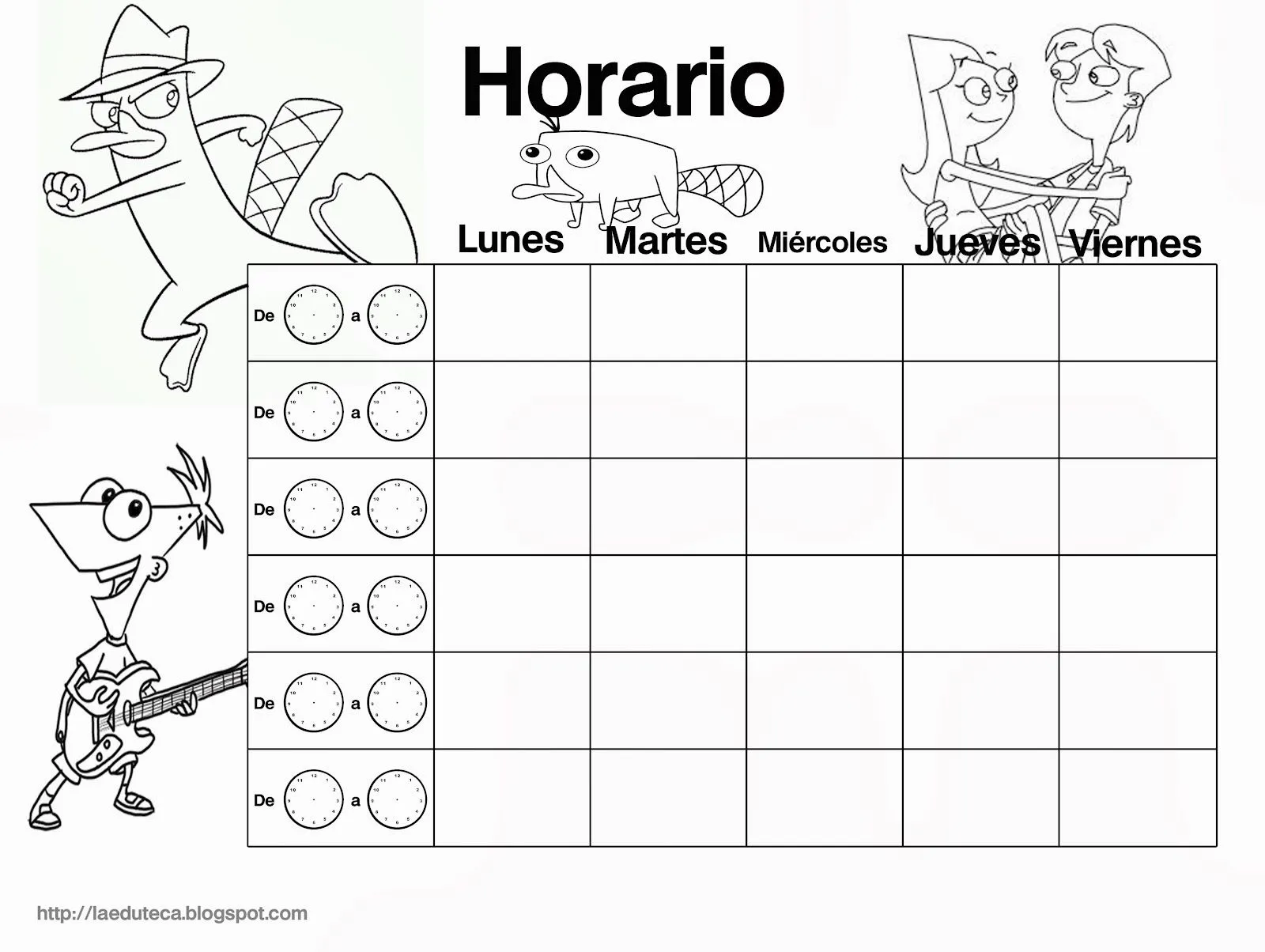 RECURSOS | Horarios para colorear ~ La Eduteca RECURSOS | Horarios para colorear ~ La Eduteca