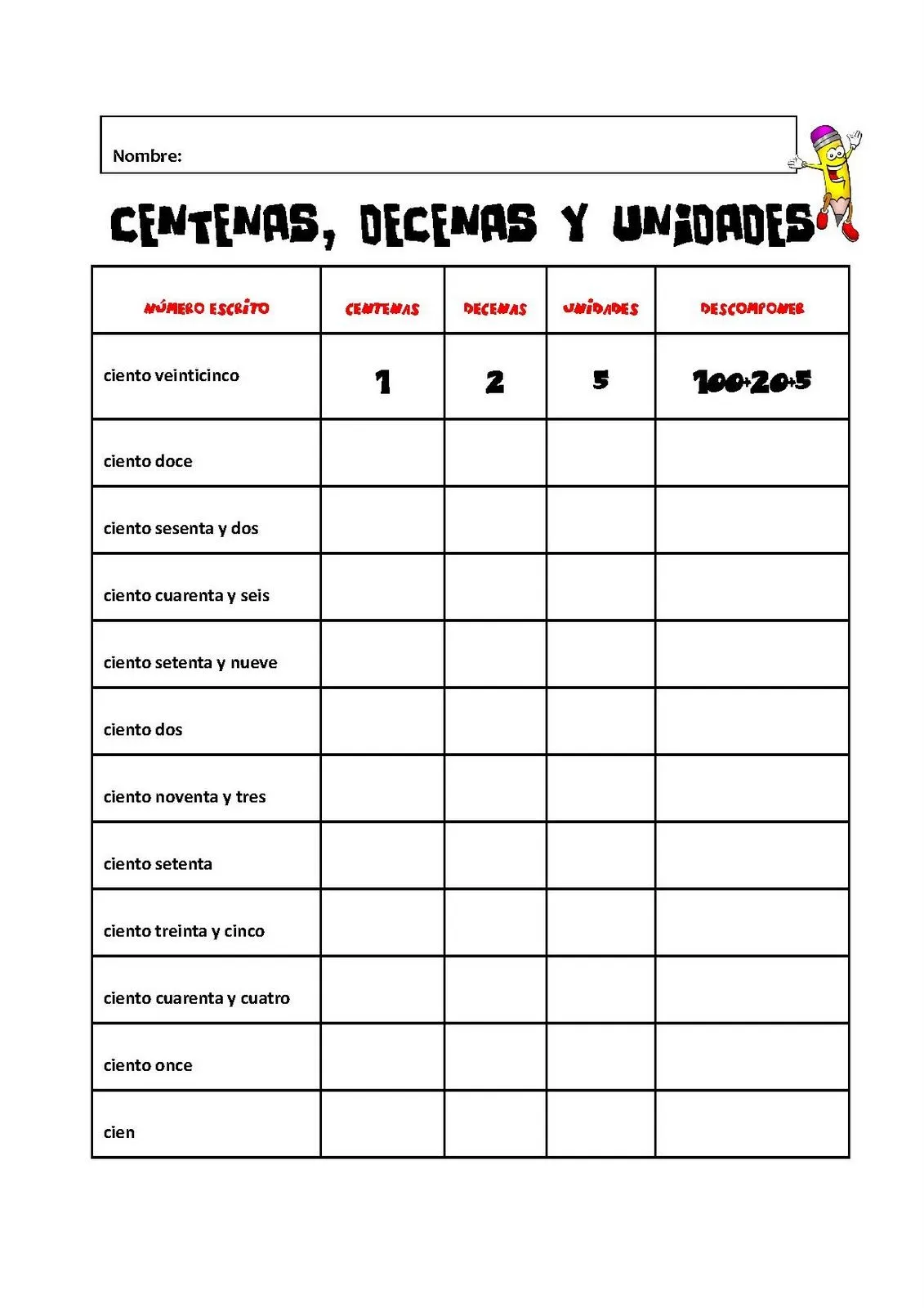 Recursos Infantiles: CENTENAS, DECENAS Y UNIDADES Recursos Infantiles: CENTENAS, DECENAS Y UNIDADES