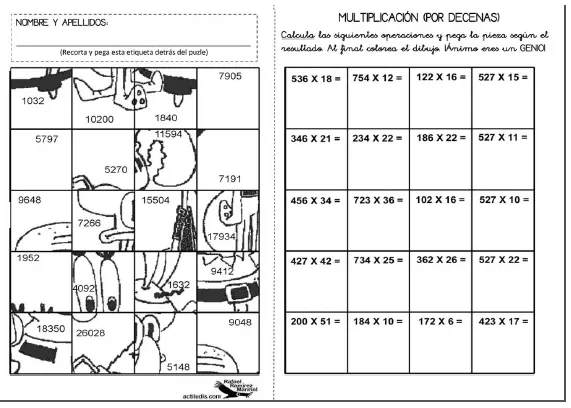 Recursos Matemáticos: Multiplicando por medio de un Rompecabezas ...