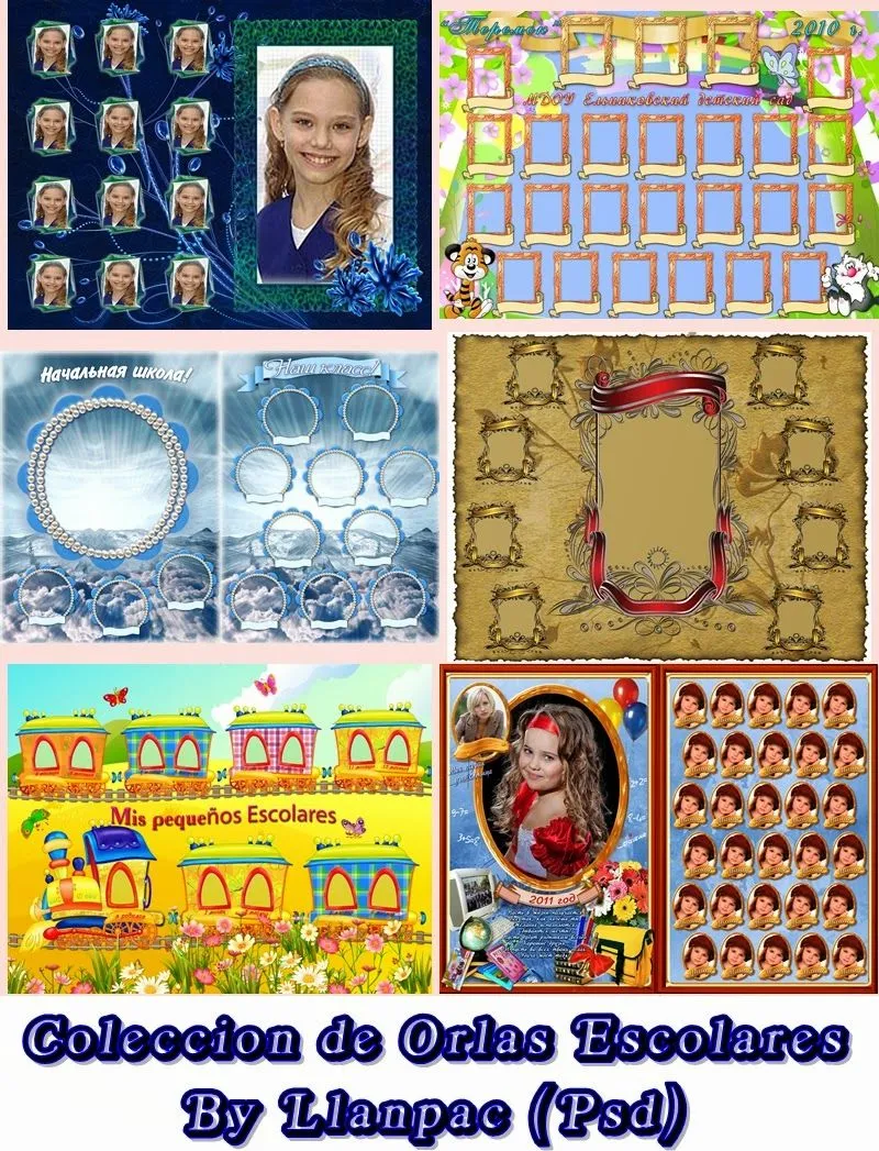 Recursos Photoshop Llanpac: 12 Orlas escolares para Fotomontajes ( Recursos Photoshop Llanpac: 12 Orlas escolares para Fotomontajes (