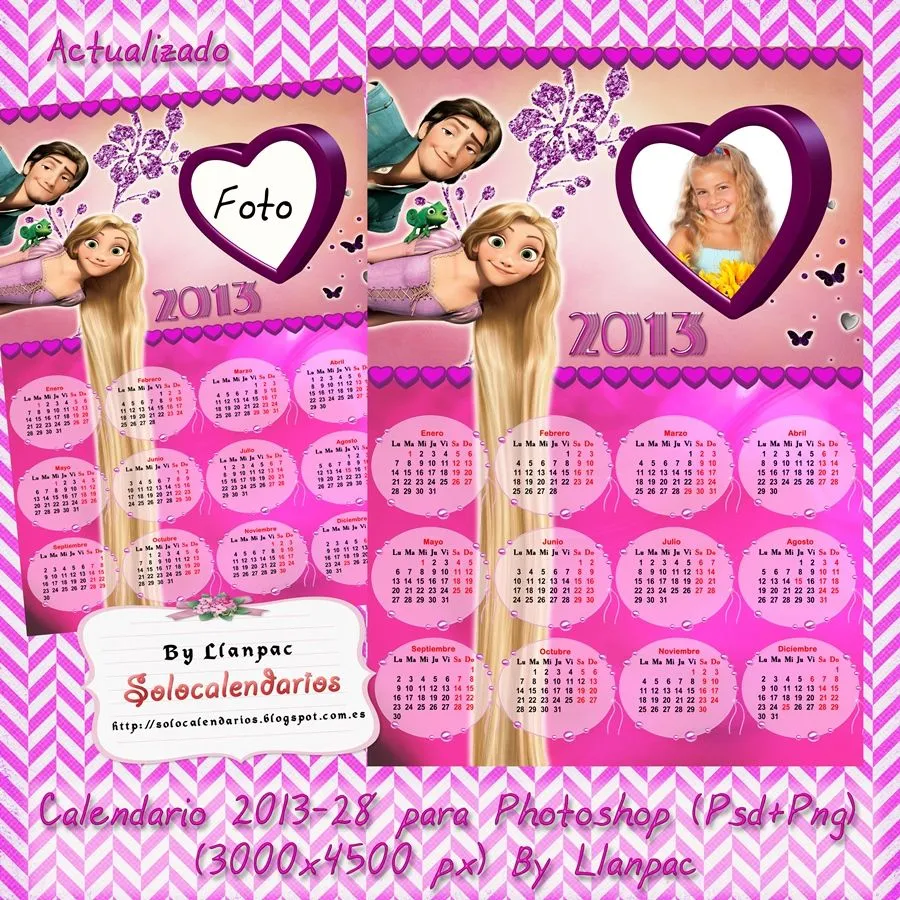 Recursos Photoshop Llanpac: Calendario infantil 2013 pelicula ...