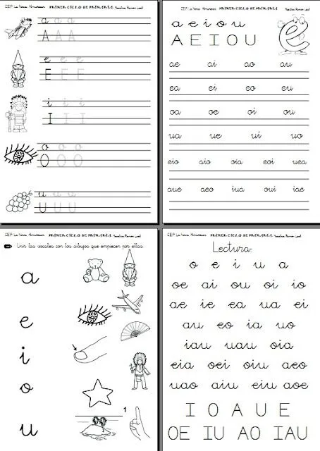 Recursos de Primaria. Primer curso: Cuadernillo Vocales