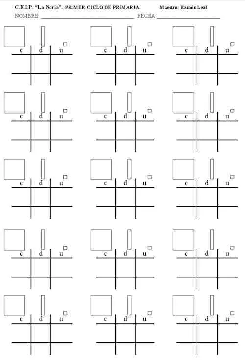 Recursos de Primaria. Segundo curso: PLANTILLA OPERACIONES Centenas Recursos de Primaria. Segundo curso: PLANTILLA OPERACIONES Centenas