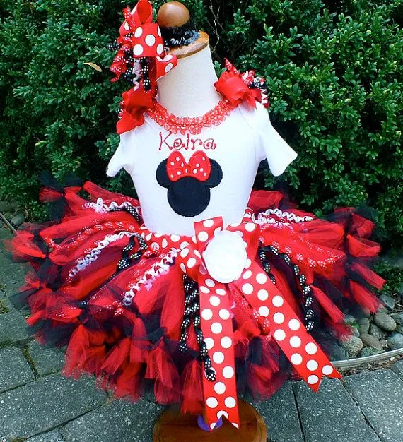 Red and Black Minnie Mouse Ribbon 1st 2nd 3rd Birthday Tutu Outfit Red and Black Minnie Mouse Ribbon 1st 2nd 3rd Birthday Tutu Outfit