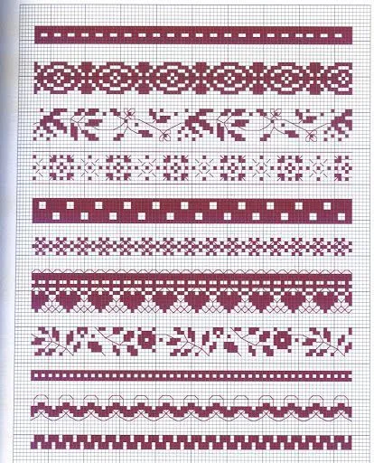 Red borders | broderie | Pinterest | Cruces, Orillas De Puntos De ...
