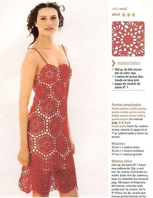 Red Flower Motif Dress free crochet graph pattern | Crochet ... Red Flower Motif Dress free crochet graph pattern | Crochet ...