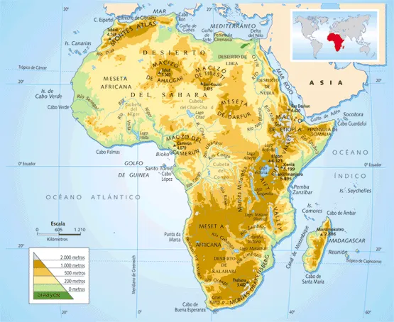 Red Geográfica: Mapa físico de África (1º G ESO) Red Geográfica: Mapa físico de África (1º G ESO)
