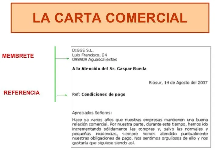 Ejemplo de referencia comercial - Imagui