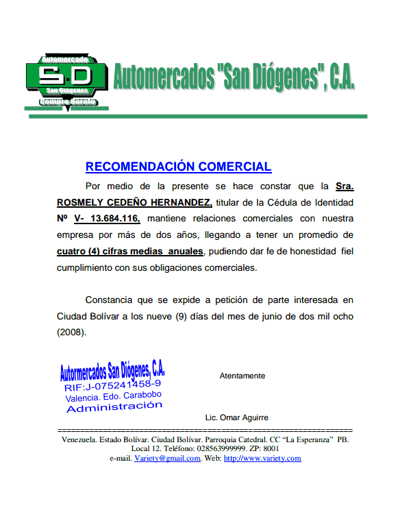 Referencia Comercial | Tu Plantilla Express Referencia Comercial | Tu Plantilla Express