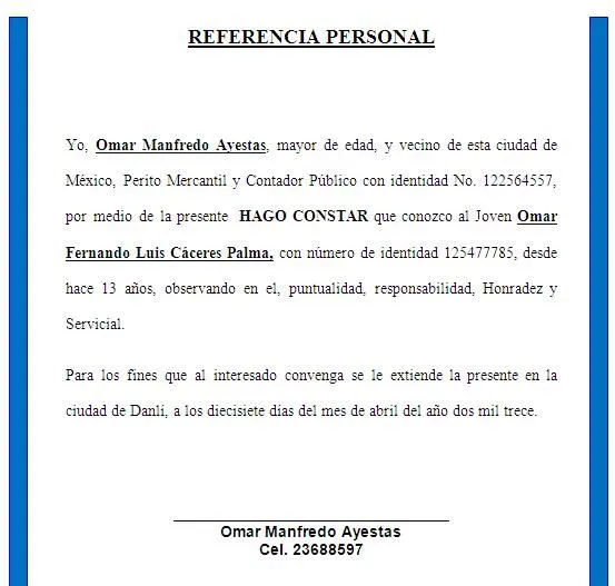 Referencia personales - Imagui
