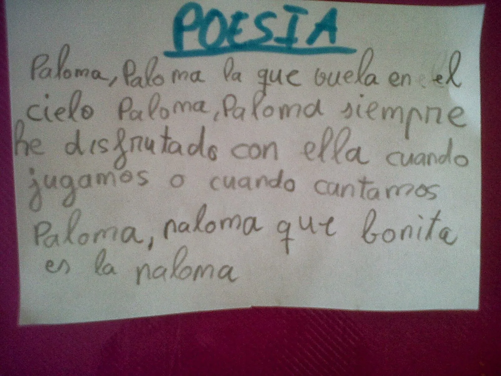 El Reflejo de Lola: Poesia para mi tía Paloma El Reflejo de Lola: Poesia para mi tía Paloma