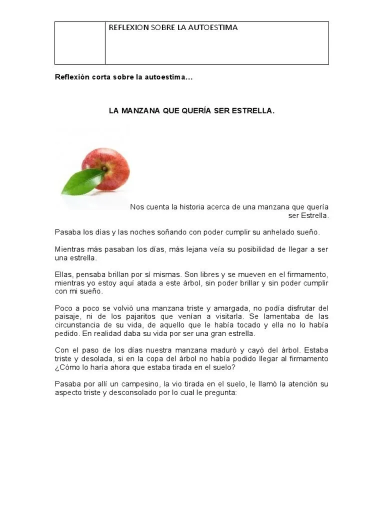 Reflexión Corta Sobre La Autoestima | PDF