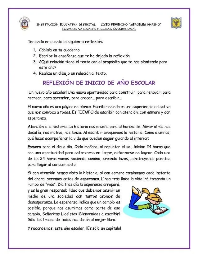 Reflexión de inicio de clases