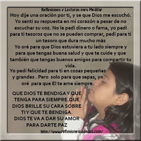 Hoy dije una oración por ti | Reflexiones y Lecturas para Meditar Hoy dije una oración por ti | Reflexiones y Lecturas para Meditar