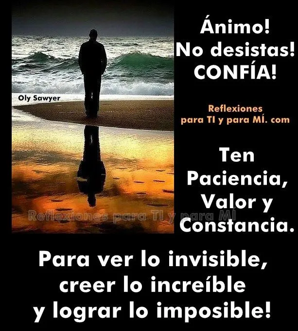 Reflexiones para TI y para MÍ: * ÁNIMO! No desistas ! CONFÍA!...