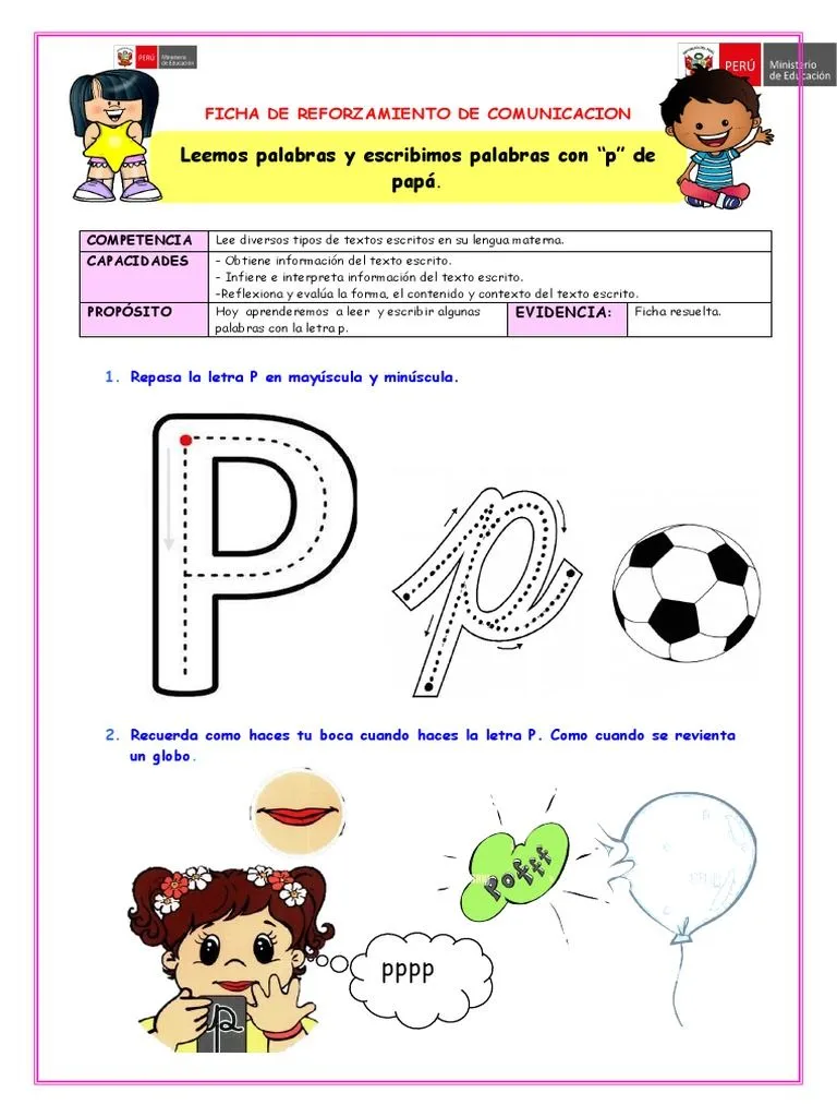 Reforzamiento Com Leemos y Escribimos Palabras Con P de Papà | PDF Reforzamiento Com Leemos y Escribimos Palabras Con P de Papà | PDF