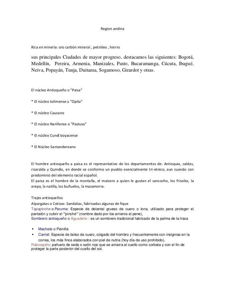 Region andina trajes tipicos