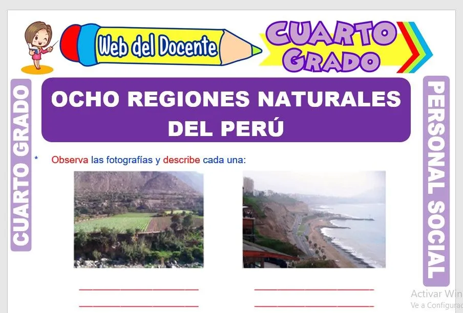 Ocho Regiones Naturales del Perú para Cuarto Grado de Primaria Ocho Regiones Naturales del Perú para Cuarto Grado de Primaria