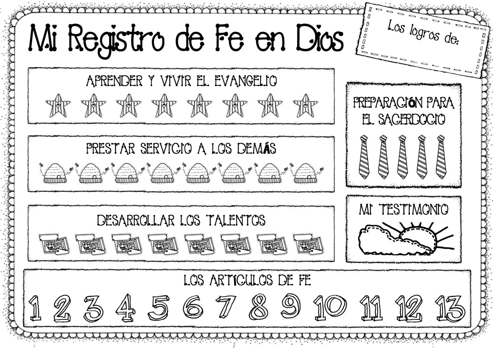 Registro de Logros de Fe en Dios para Niños | Conexión SUD