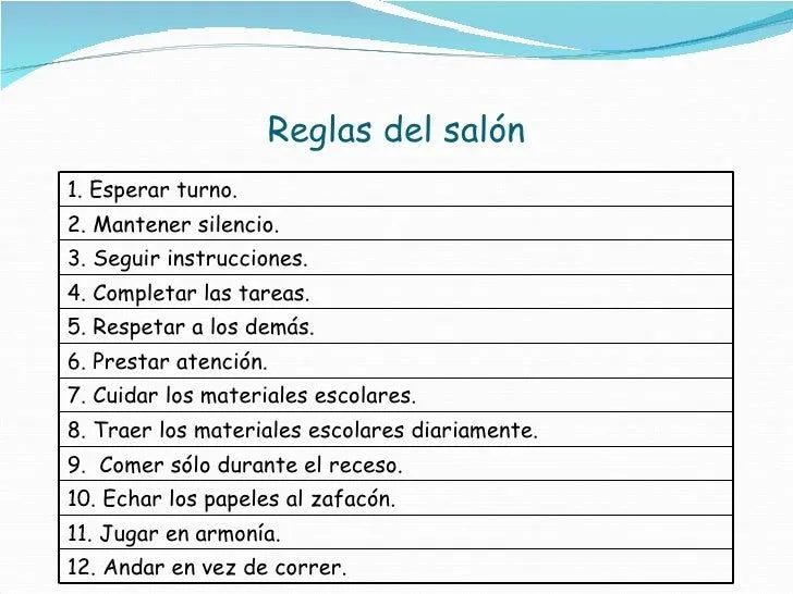 Reglas del salón