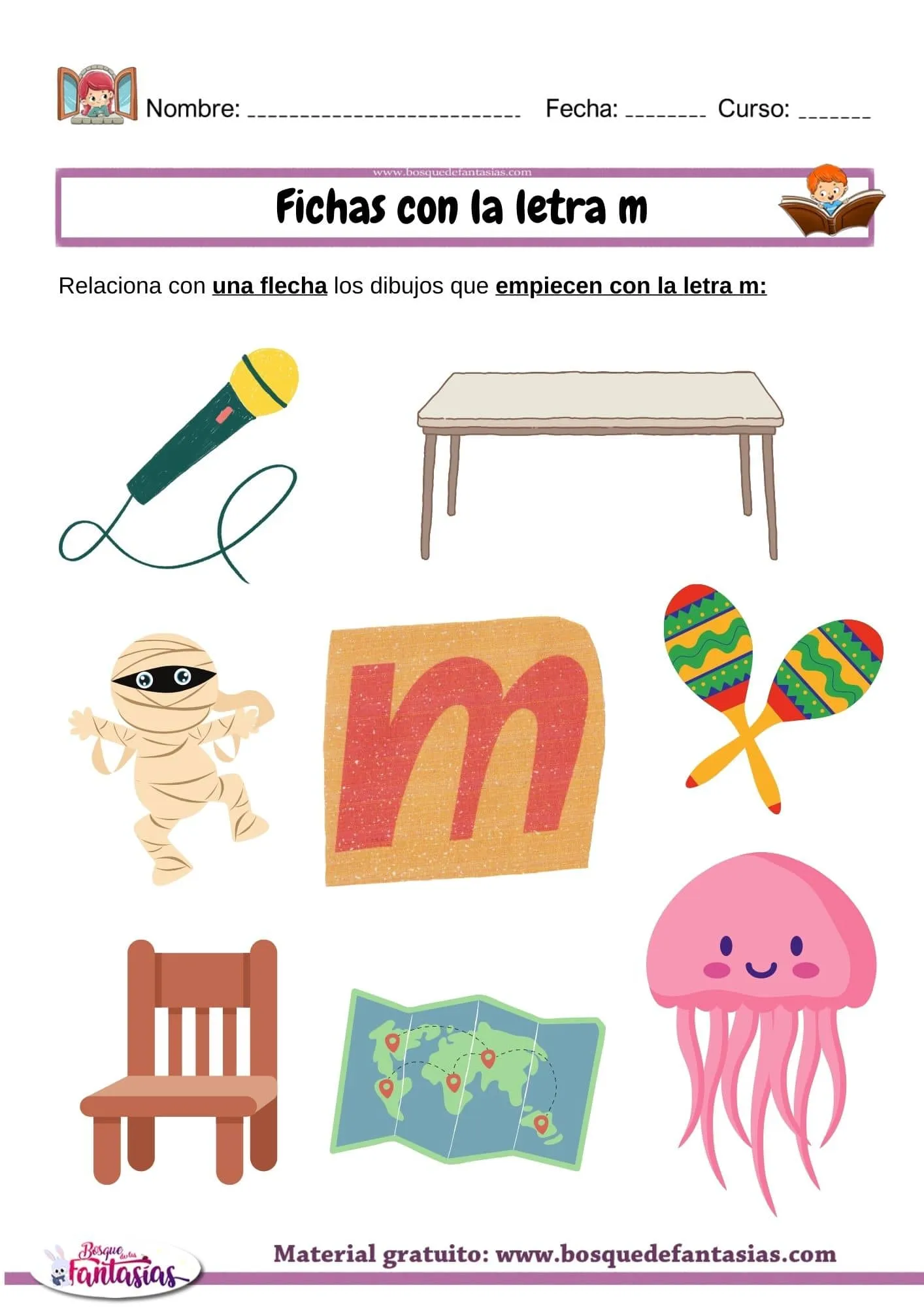 relacionar con dibujos letra m - Juegos infantiles relacionar con dibujos letra m - Juegos infantiles