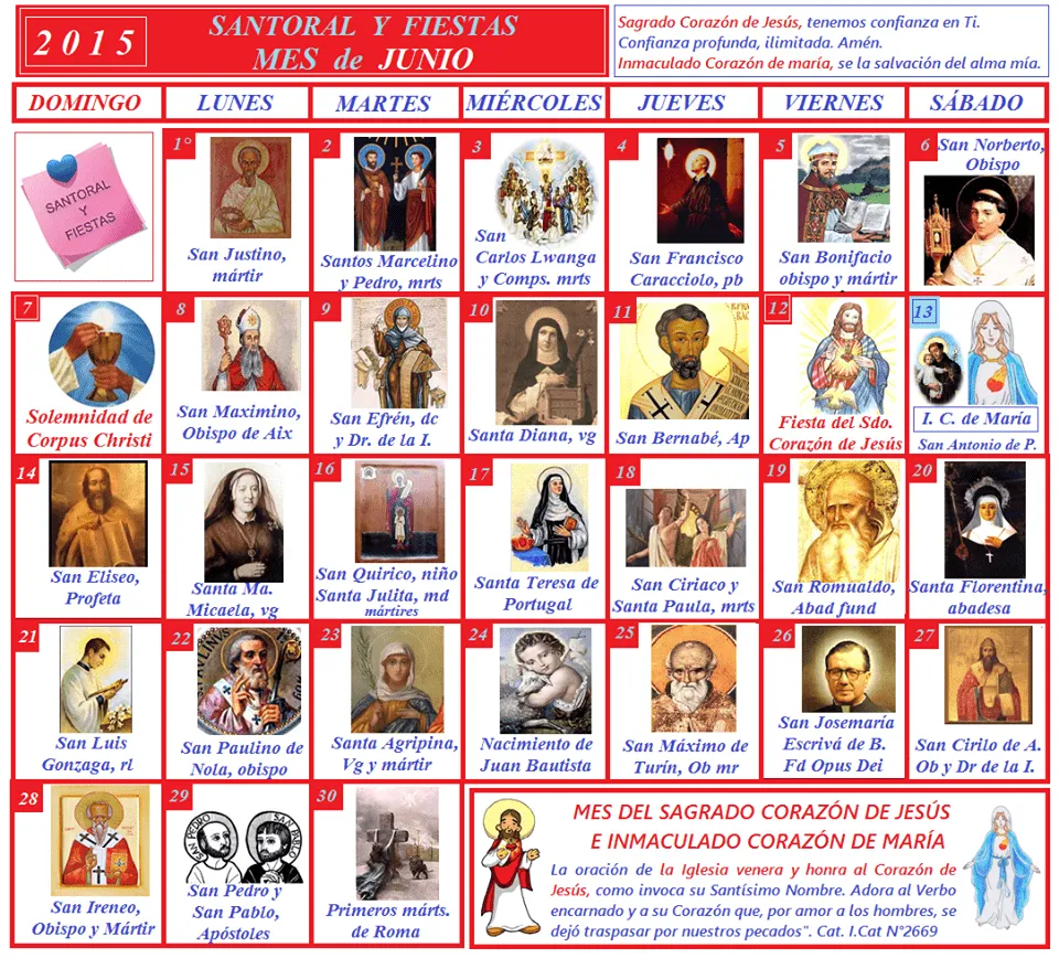 Religión Severo Ochoa: Santos y santas del mes de Junio Religión Severo Ochoa: Santos y santas del mes de Junio