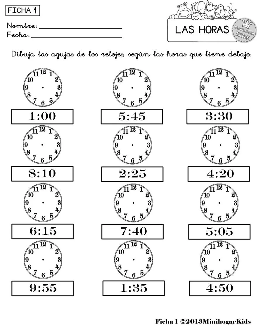 Reloj para colorear sin manecillas - Imagui