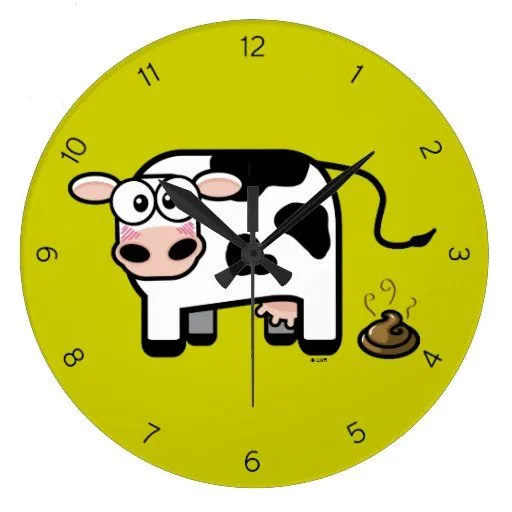 Reloj de pared divertido de la vaca del dibujo ani de Zazzle. Reloj de pared divertido de la vaca del dibujo ani de Zazzle.