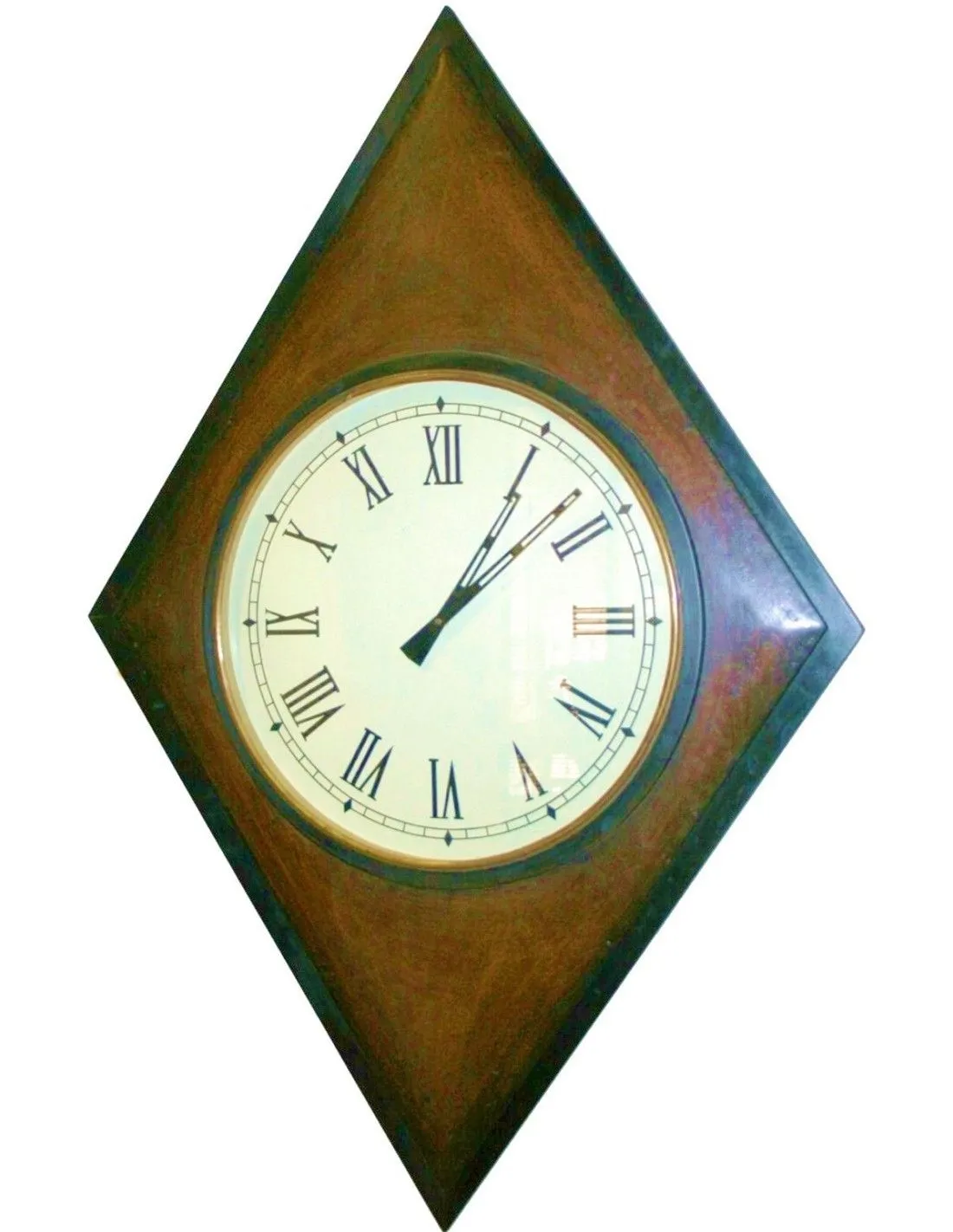 Reloj de pared de madera forma rombo decoración rústico Reloj de pared de madera forma rombo decoración rústico