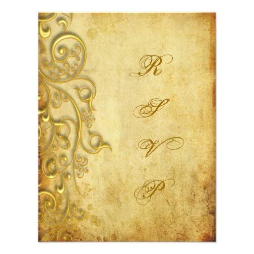 Remolinos dorados rsvp del oro de PixDezines Invitaciones ...