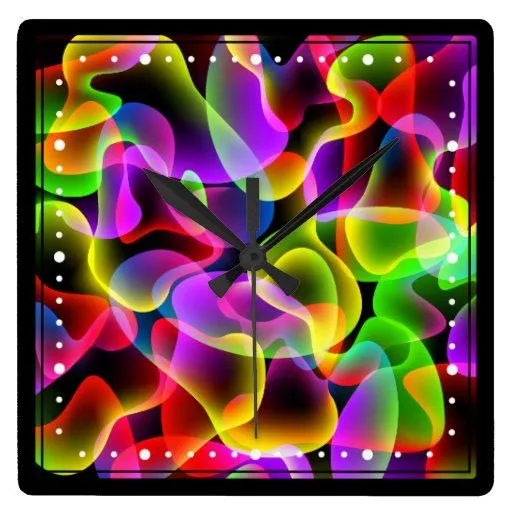 Remolinos de neón abstractos coloridos de la lava reloj cuadrado ...