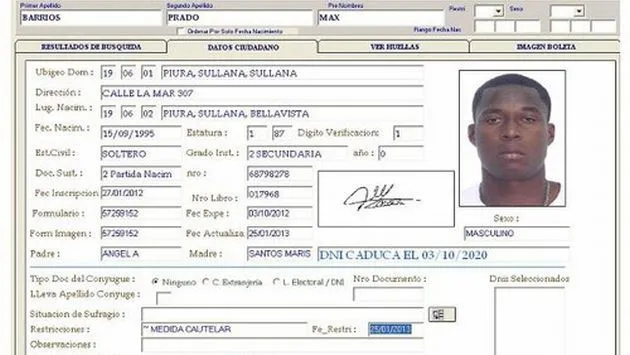 Reniec cancela partida de nacimiento y DNI de Max Barrios ... Reniec cancela partida de nacimiento y DNI de Max Barrios ...